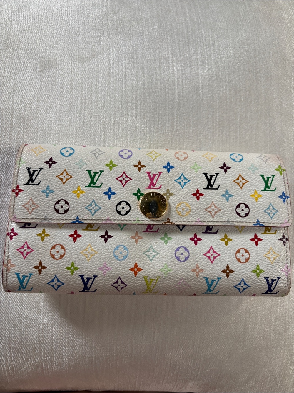 Louis Vuitton White Multicolor Monogram Snap Wallet